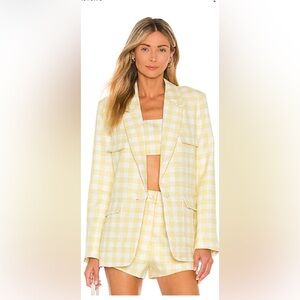 Camila coelho Yellow Checkered Women's Blazer, crop top and shorts